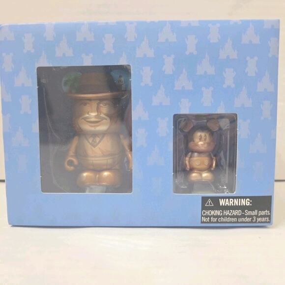 Disney Vinylmation Park #14 Storytellers Walt & Mickey Bronze Statue Set DCA New - Picture 2 of 5